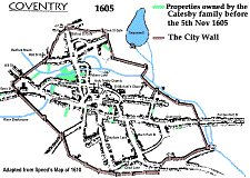 Map showing Coventry land owned by Robert Catesby by 1605