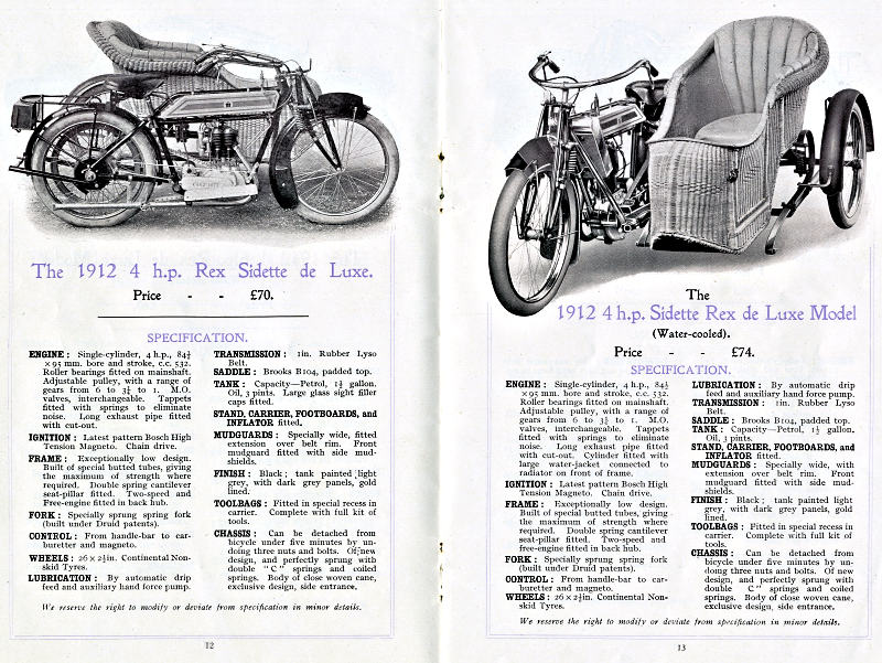 Motor-bicycles and sidecars advert