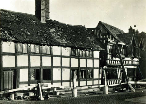 Ford's Hospital (on the right) after being hit by a high-explosive bomb.