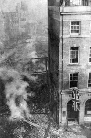 An unusual view across Broadgate from the top floor of what is now the NatWest Bank, showing Martin's Bank near the corner of High Street and Broadgate.