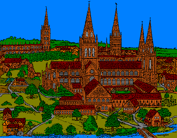 Artists impression of 3 cathedrals viewed from the north
