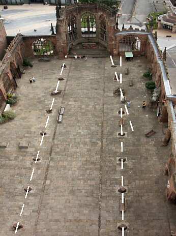 Aerial view of the inside of the ruins of the Old cathedral 2004