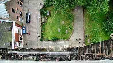 View of the ground from the top of the tower of the Old cathedral 2003