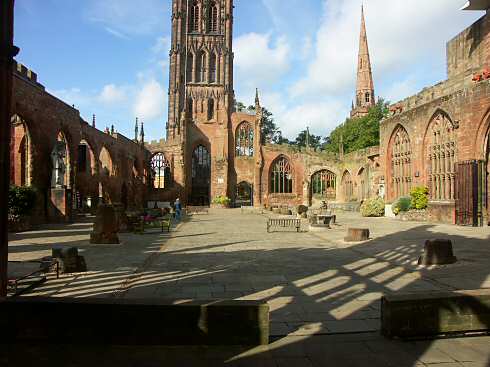 The Ruins and tower of St. Michael's cathedral 2004 viewed from inside