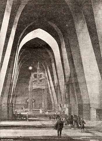 Artists impression of the inside of Giles Gilbert Scott's Cathedral