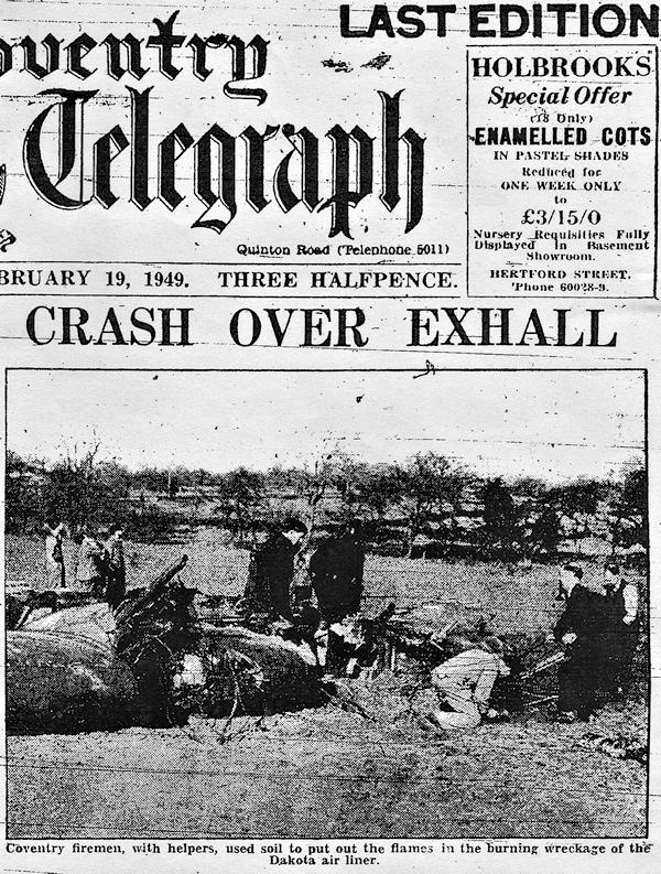 Coventry Evening Telegraph cutting, 19th Feb 1949