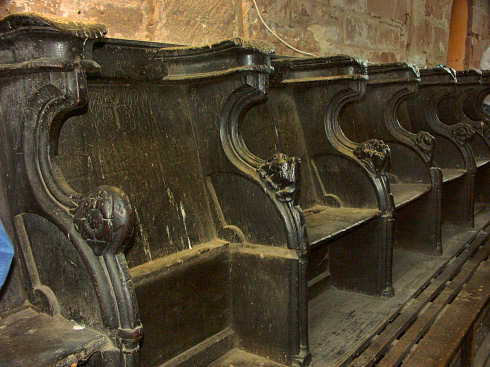 Ancient stalls inside the Old Grammar School 2005